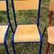 Set of 5 school chairs years '70 in red and blue