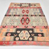 6x8 Kilim Multicolor Geometric Style Kilim Rug, 168x235 Cm