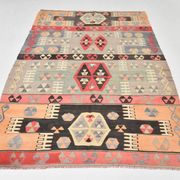 6x8 Kilim Multicolor Geometric Style Kilim Rug, 168x235 Cm