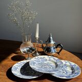 Set of 5 blue English plates D23