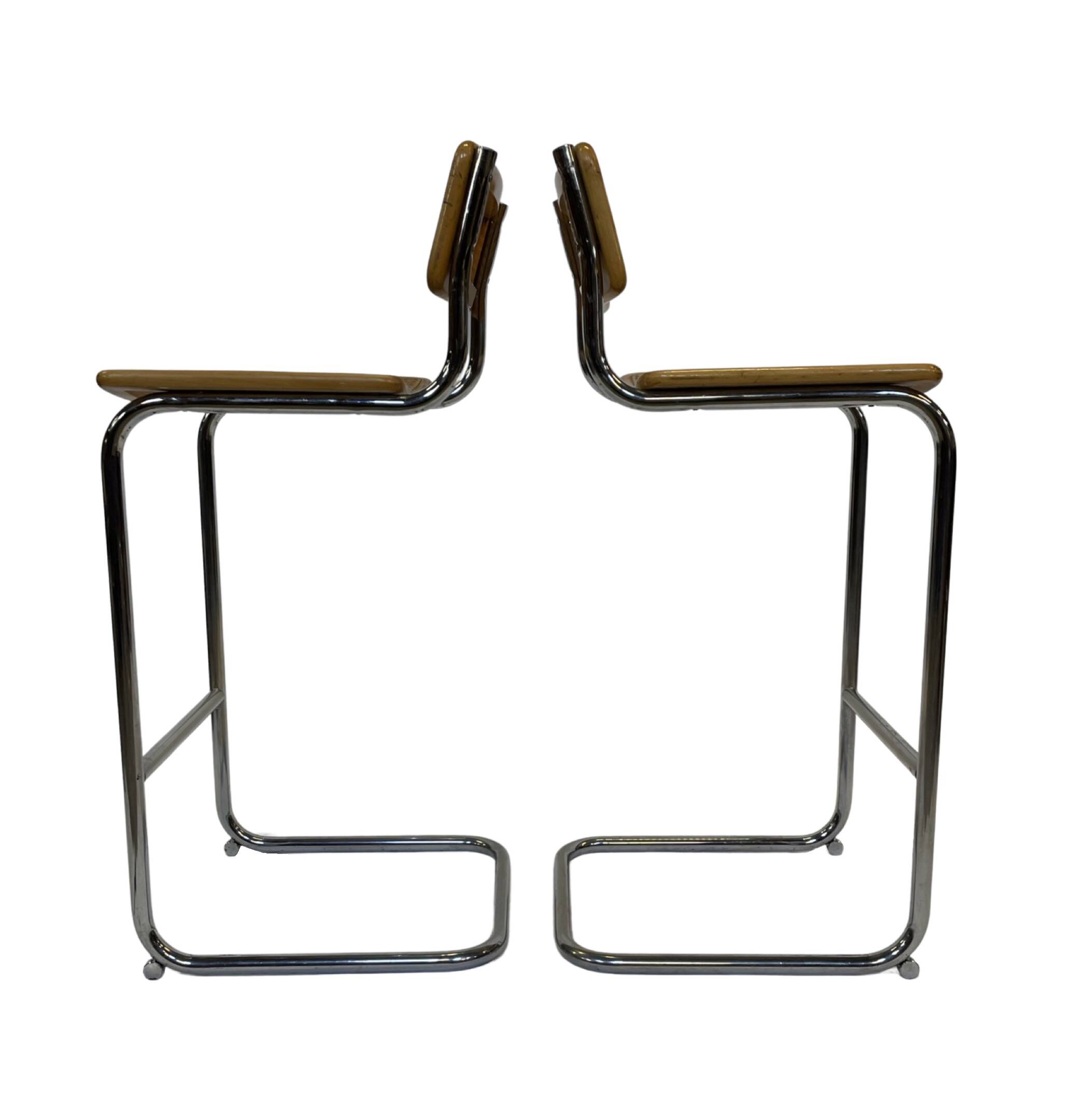 Vintage Cesca Design Bar Stools 80's design in chrome set of four