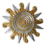 Vintage Gold and Silver Sun Relief Wall Sculpture