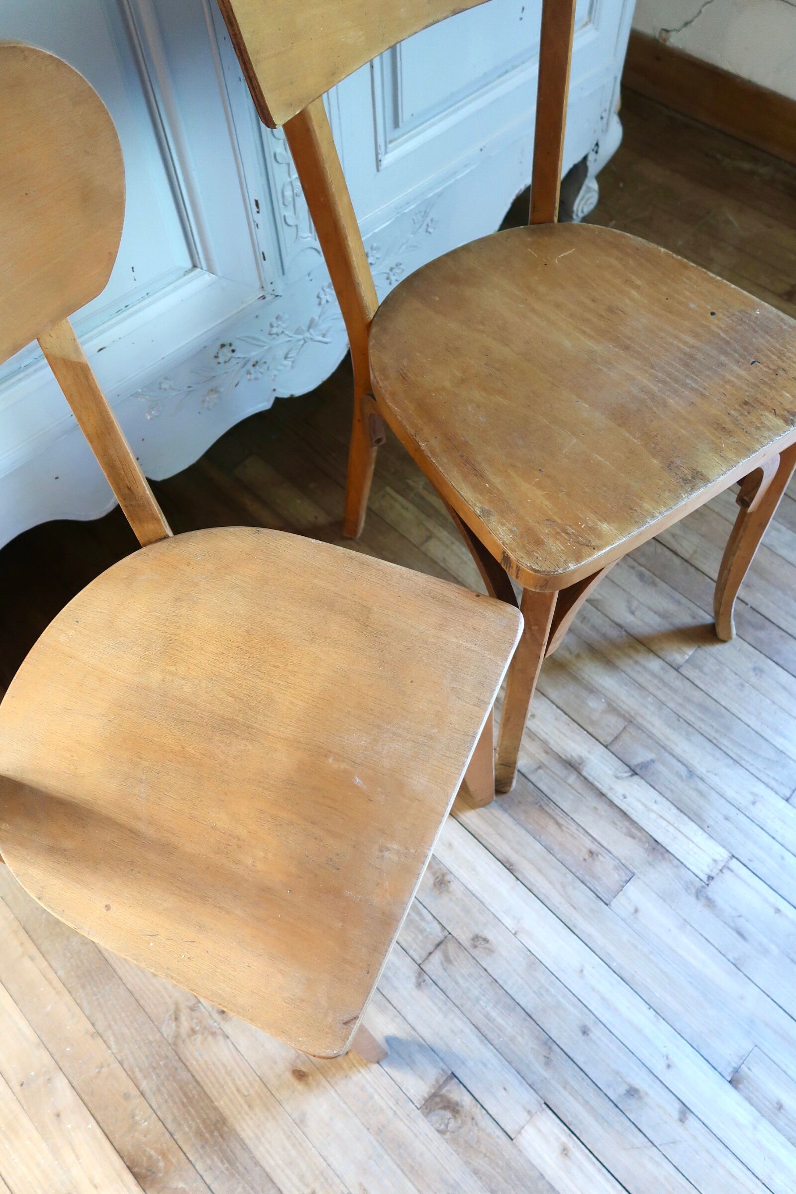 Set of 2 wooden bistro chairs