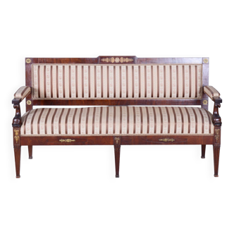 Empire mahogany sofa, restored, original upholstery, france, 1860s