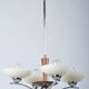 Art Deco Chandelier in Chromed Steel, Beech and Opal Glass, Czech, 1920s