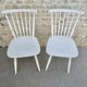 Pair of chairs with bars, wooden, white patina