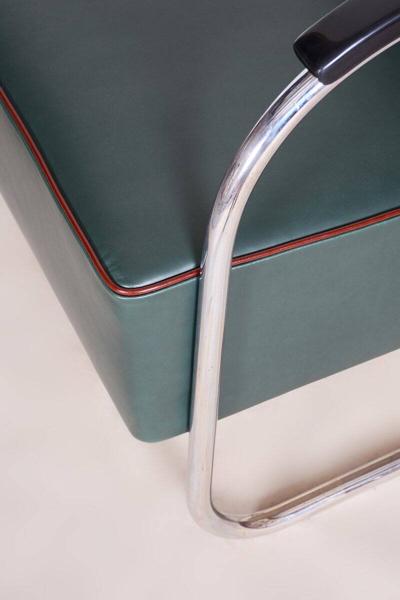Bauhaus Chrome & Leather Armchair from Mücke-Melder, 1930s