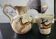 set of jug and ceramic cup handmade decorated with gazelle and deer