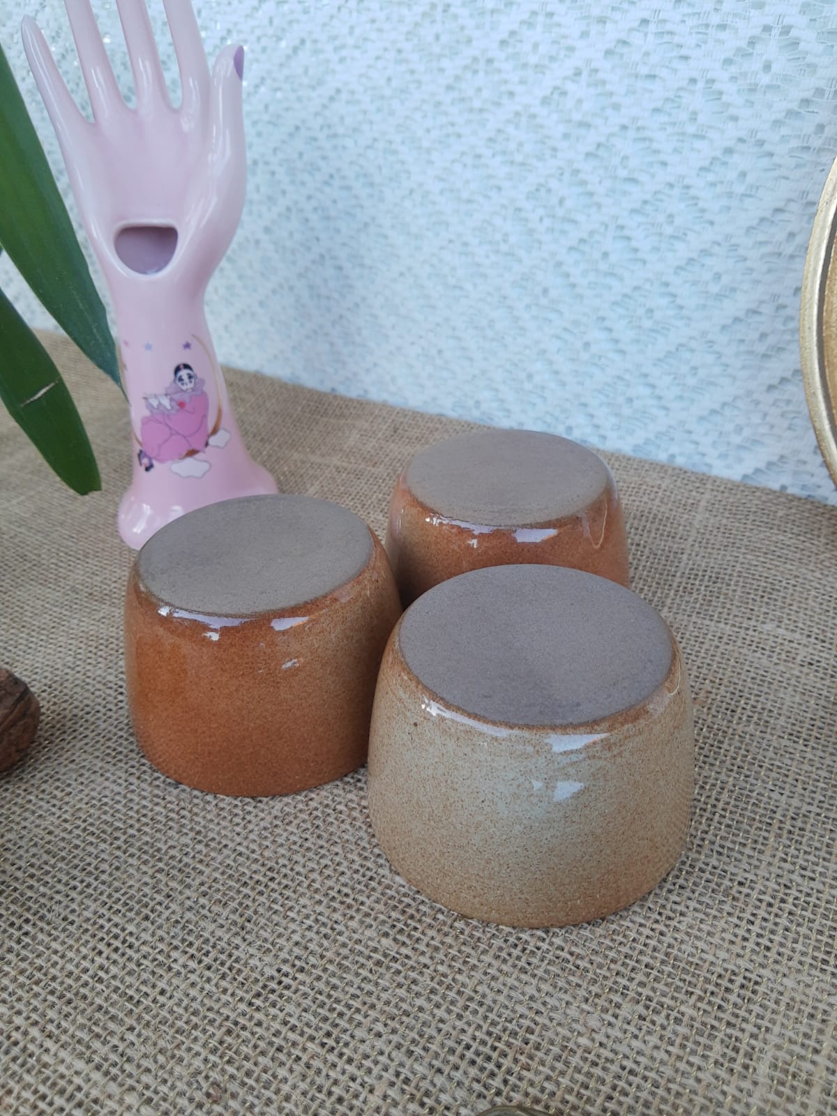 Three ramekins in glazed sandstone - vintage