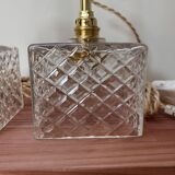 Pair of chiseled glass portable lamps