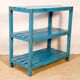 3-level Burmese teak shelf with original blue patina