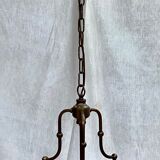 Vintage suspension in gilded brass and pressed glass