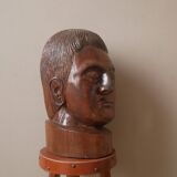 Kanak head wooden sculpture New Caledonia handmade object tribal ethnic marotte face