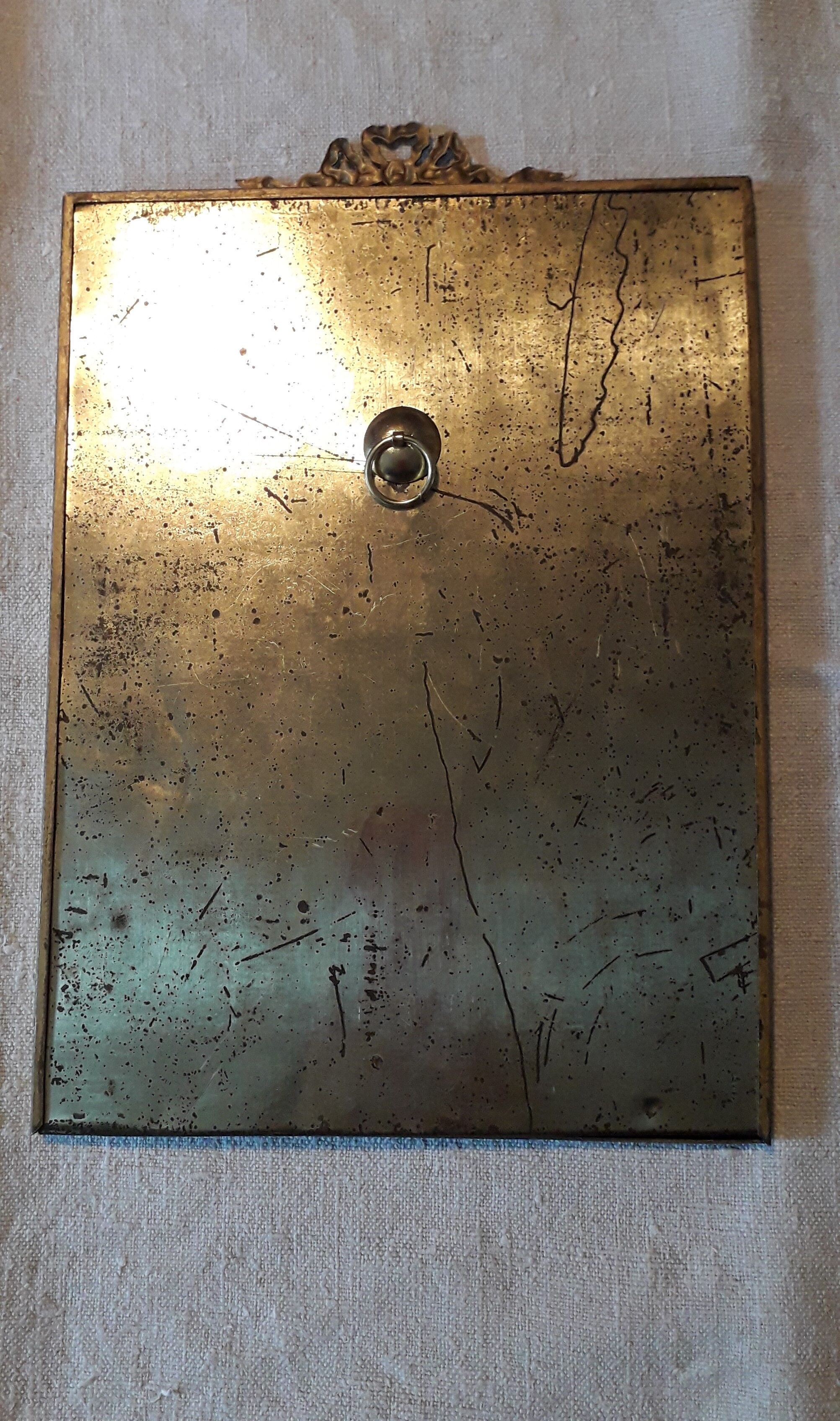 Mirror frame golden brass, Napoleon III 19x28cm