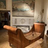 Set of 19th Century Italian Empire Flamed Walnut Sleigh Beds or Daybeds