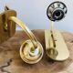 Pair of wall lights in brass and moulded bubble glass, style Helena Tynell.