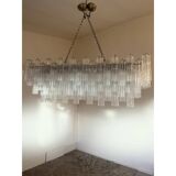 Contemporary Luxury Rectangular "Tronchi" Murano Glass Burnished Chandelier