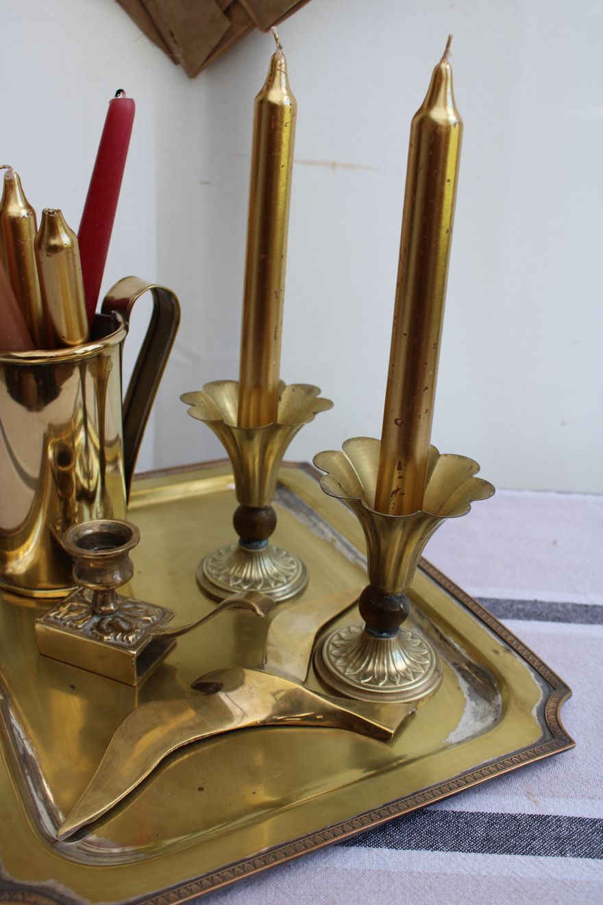 Pair of golden candle holders