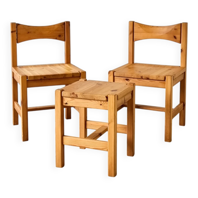 Chaises de salle à manger et tabouret Hongisto en bois de pin par Ilmari Tapiovaara