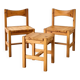 Dining chairs and Hongisto stool in pine wood by Ilmari Tapiovaara