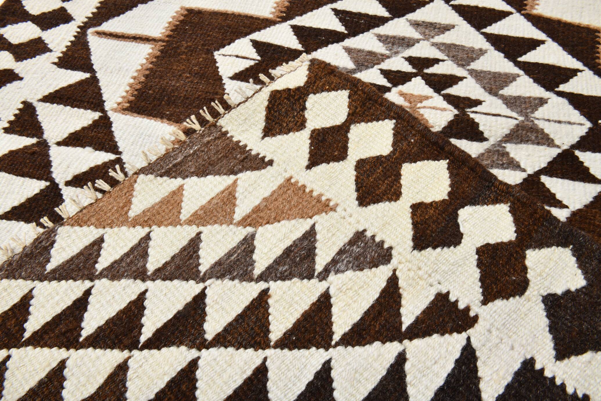 3x10 Brown Beige Persian Kilim Runner Rug, 97x324Cm