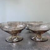 6 vintage glass ice cream or fruit cups or trou normand in blown brown glass.
