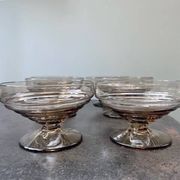 6 vintage ice cream coupes, blown glass brown fruit