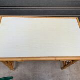 Flat desk in rattan and formica 1970s'