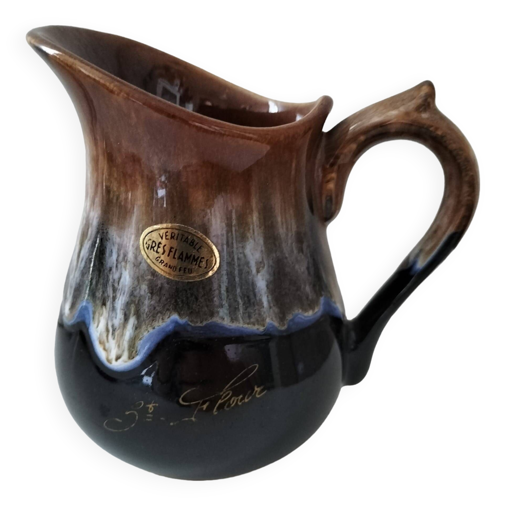 Pichet véritable grès flammes grand feu St Flour