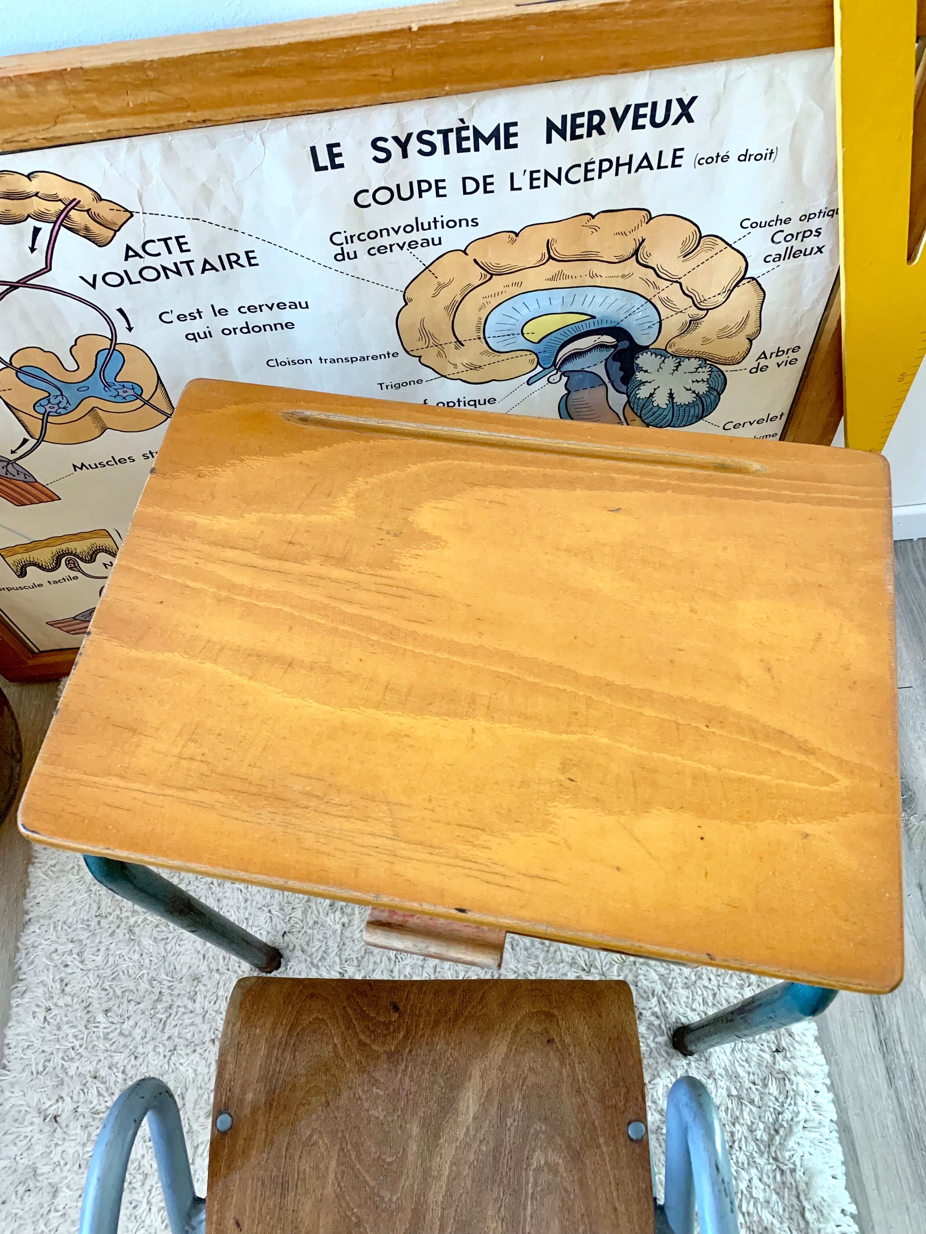 Chair of schoolboy and his desk bu Jacques Hitier