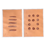Set of two paintings, modern and minimalist art on paper, pastel peach color
