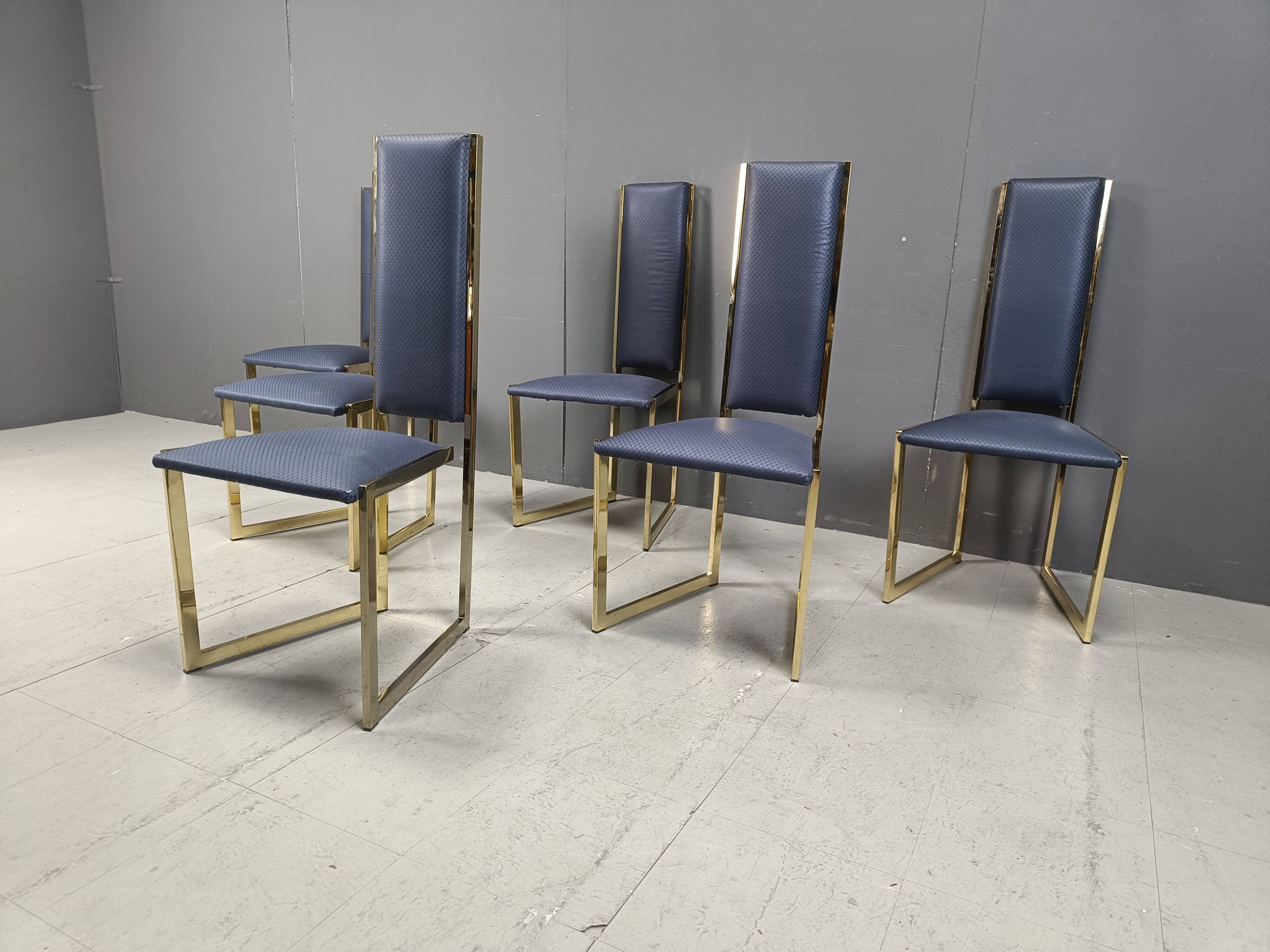 Vintage brass dining chairs set of  6 - 1970s