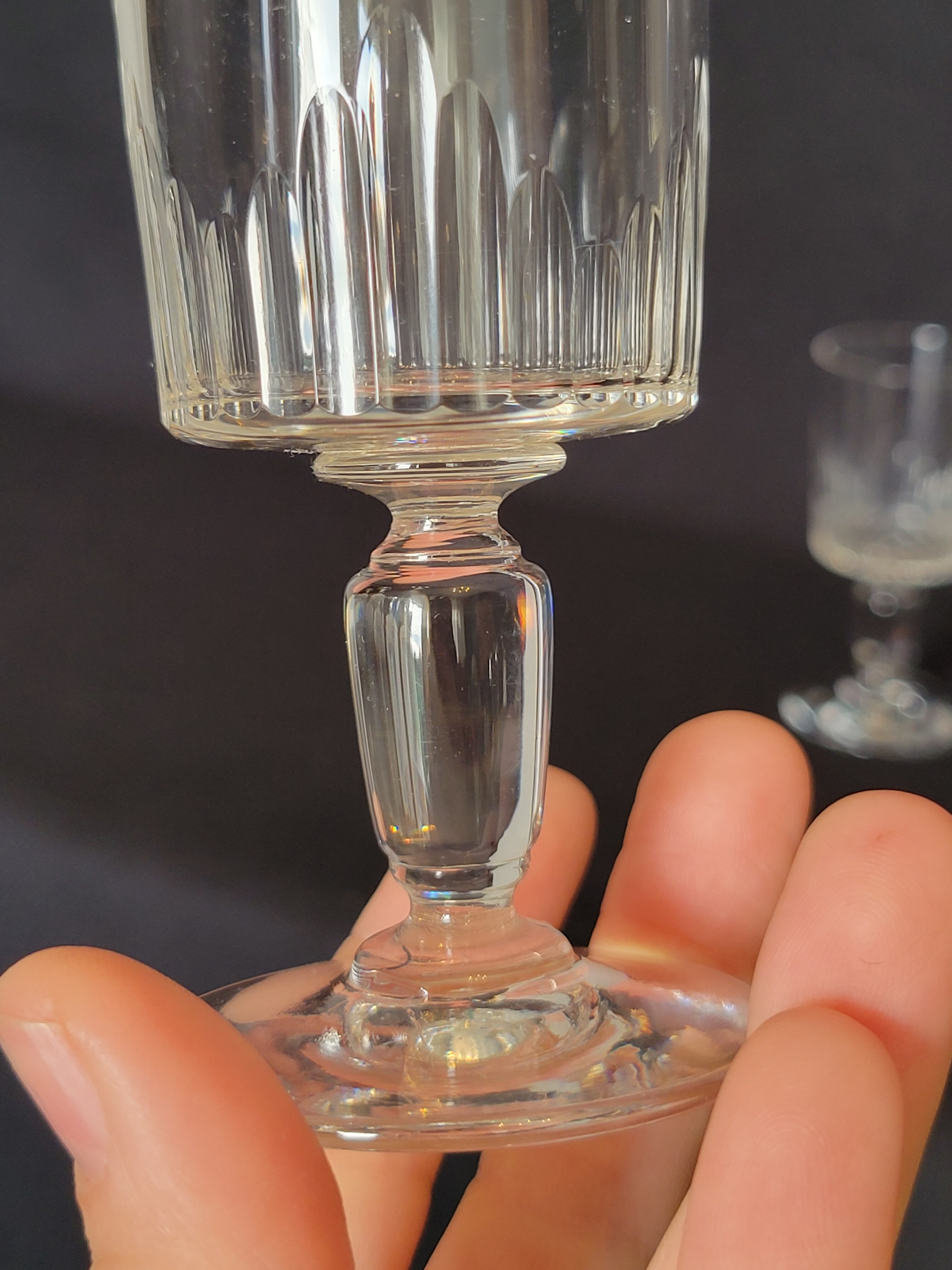 9 old crystal glasses cut Baccarat / Val St Lambert model Jeux d'Orgues