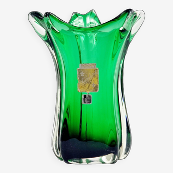 Large Labelled Mid-Century Chambord Murano Glass Vase from Fratelli Toso, Italy, 1940s