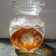 Old Transparent & Orange Cut Crystal Vase Vintage Flower Decor