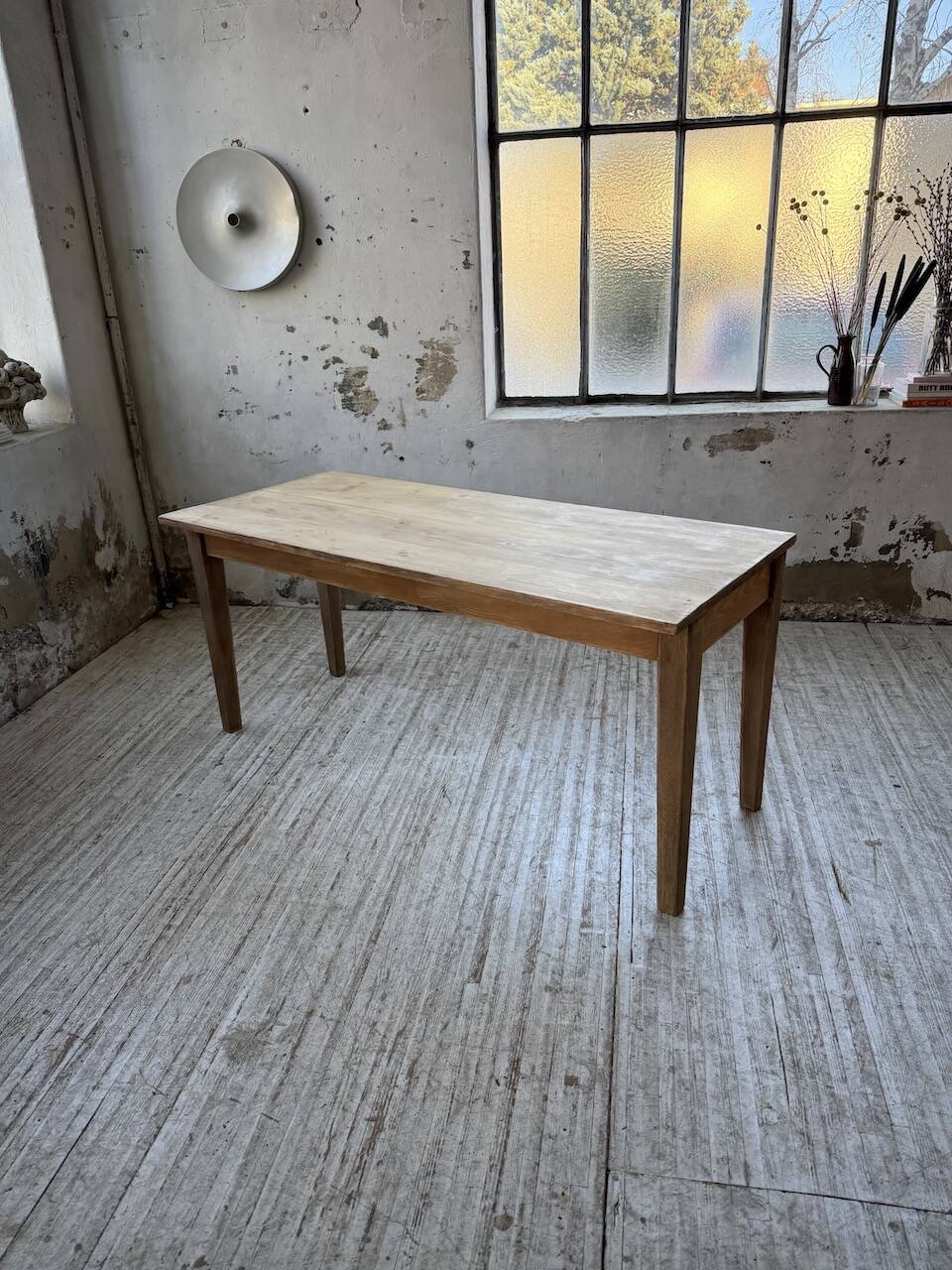 Table de ferme en pin et chêne