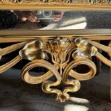 Miroir d’époque Art Nouveau en bois doré à la feuille d’or, fin XIXème