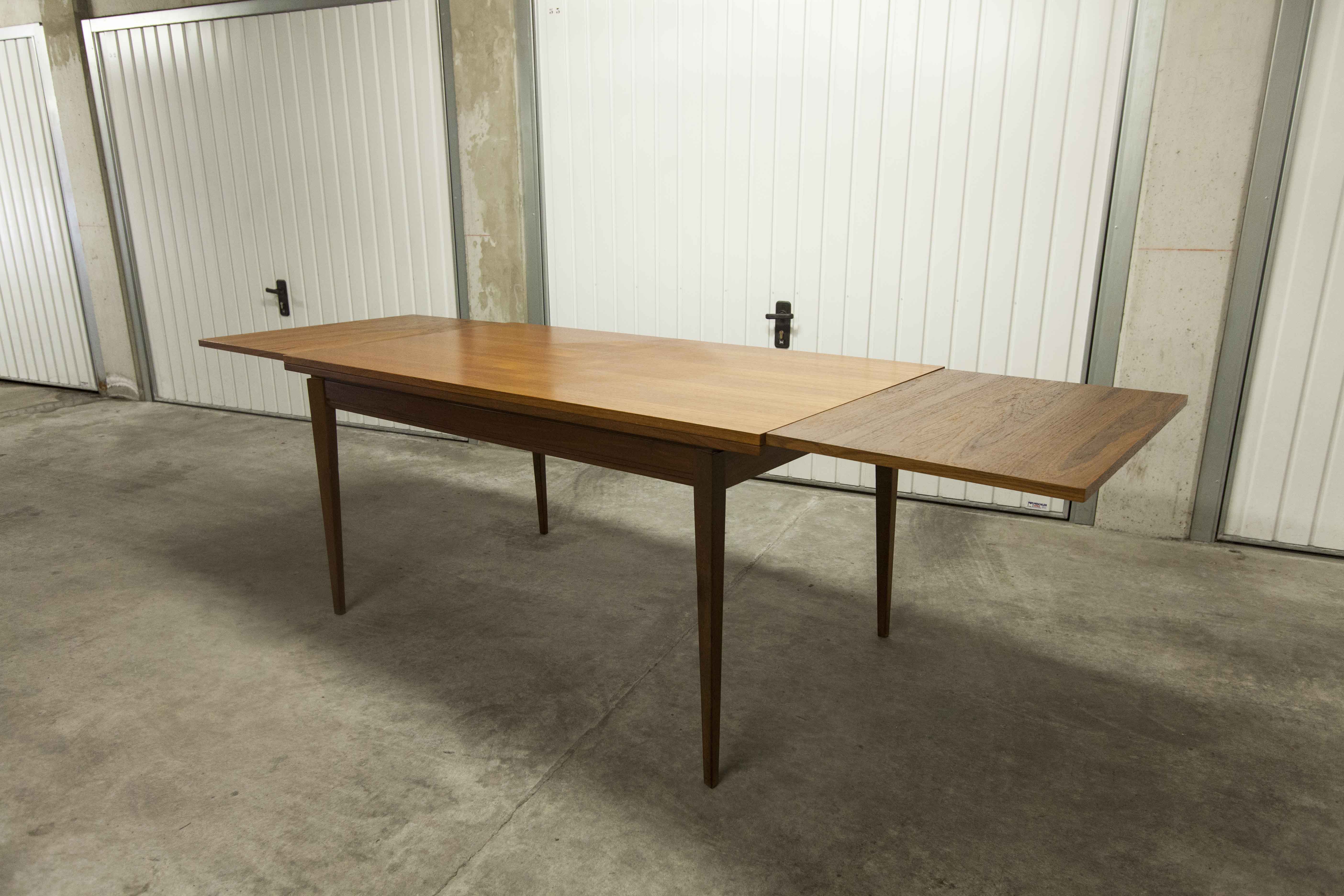 60's rectangular Scandinavian table with extension cords