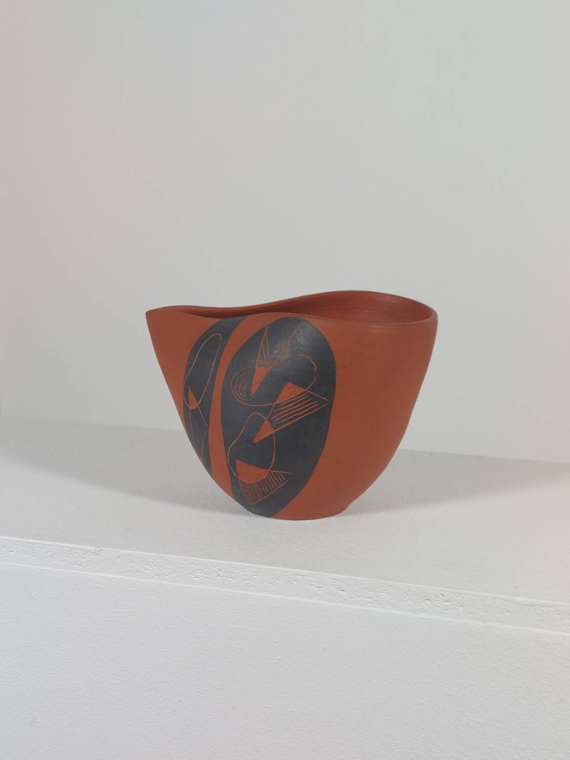 Vintage sgraffito decor ceramic vase Rudi Stahl Germany 1950s