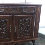 Antique solid wood sideboard with drawers and two doors
