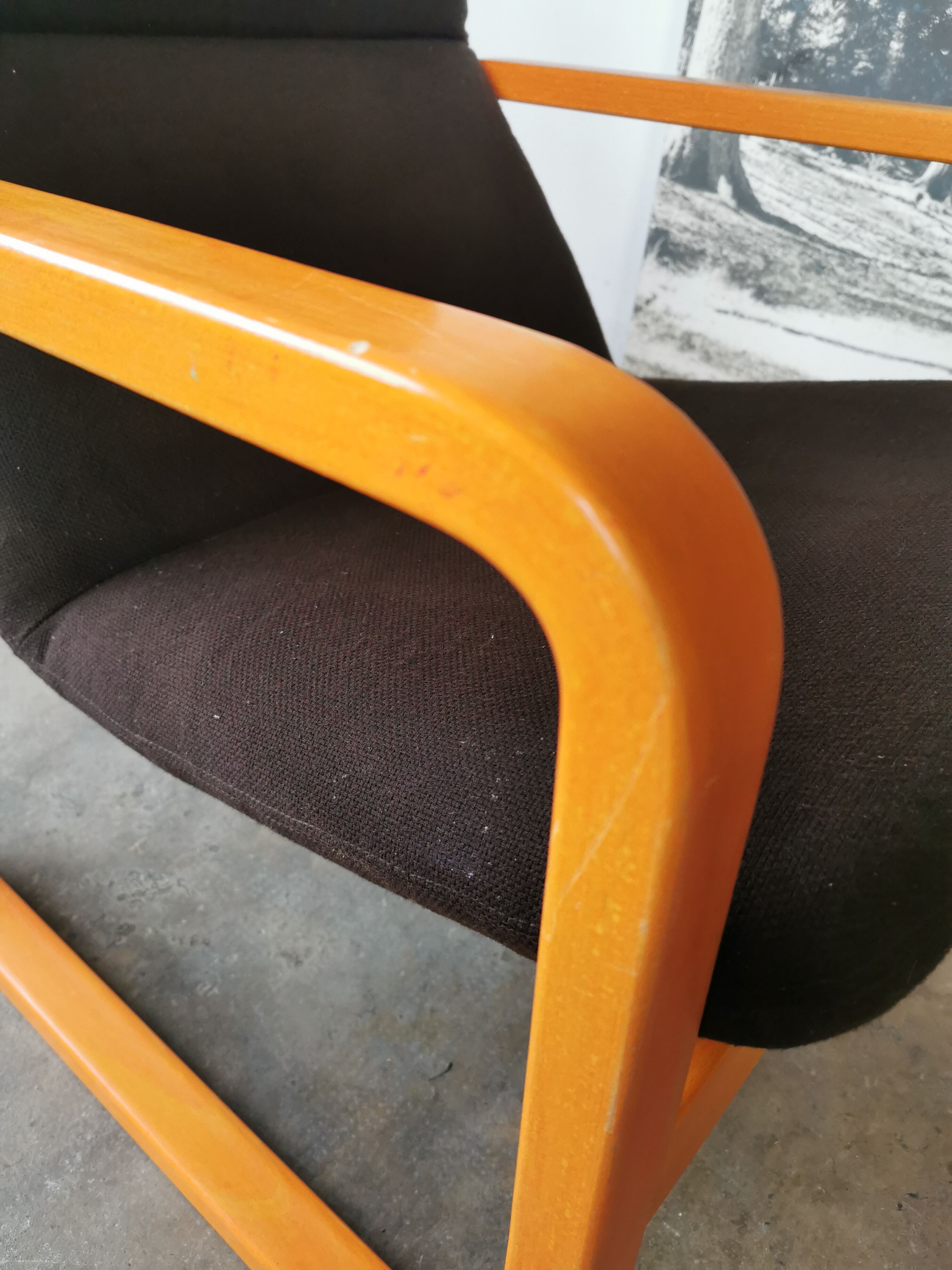 Curved wood armchair Wilkhahn 1980