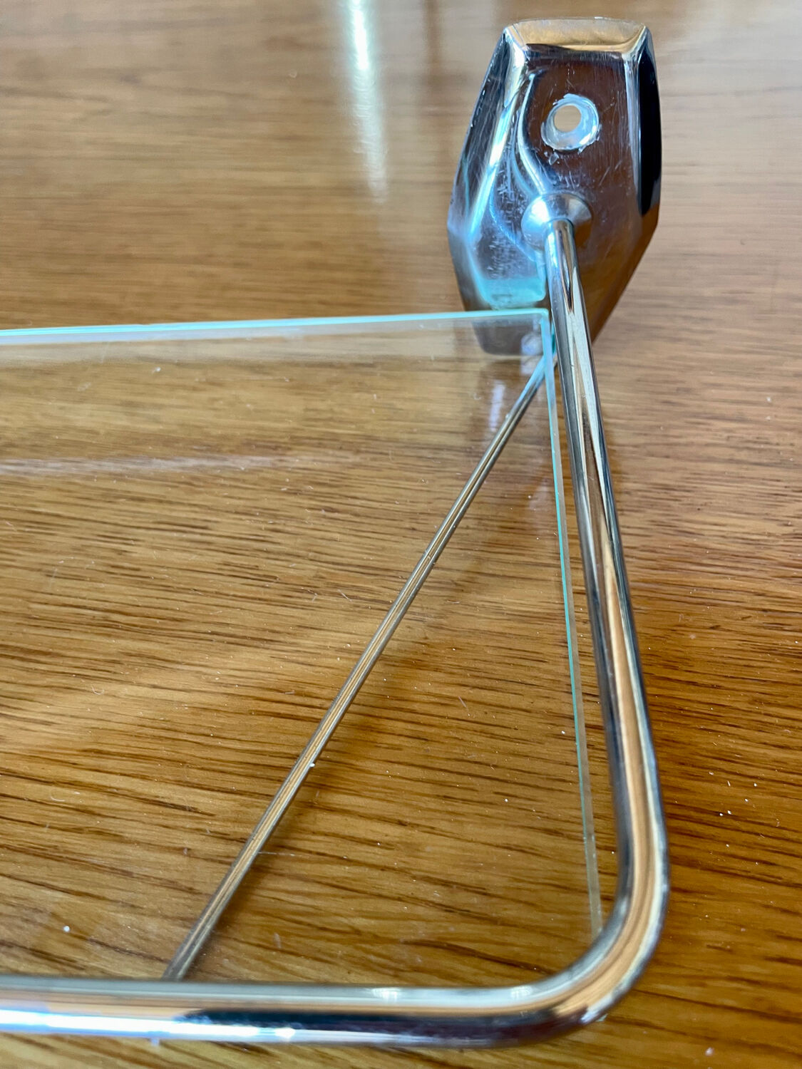 Vintage bathroom shelf, chrome metal and glass