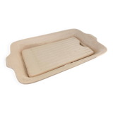 Plat ancien a asperges boch & fils la louvière céramique rose belgique