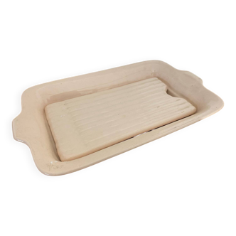 Antique asparagus dish boch & fils la louvière ceramic pink belgium