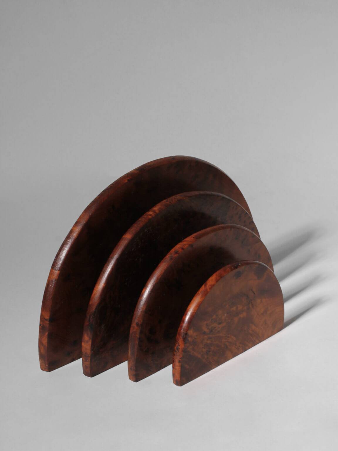 Art Deco Burl Wood Letter Holder