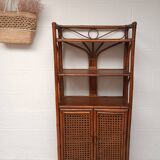 Bibliotheque buffet en bambou et rotin vintage
