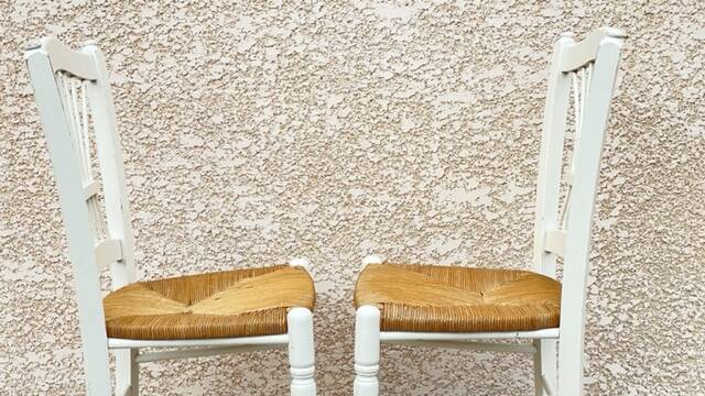 Vintage white straw chairs