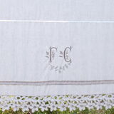 Antique linen sheet embroidered