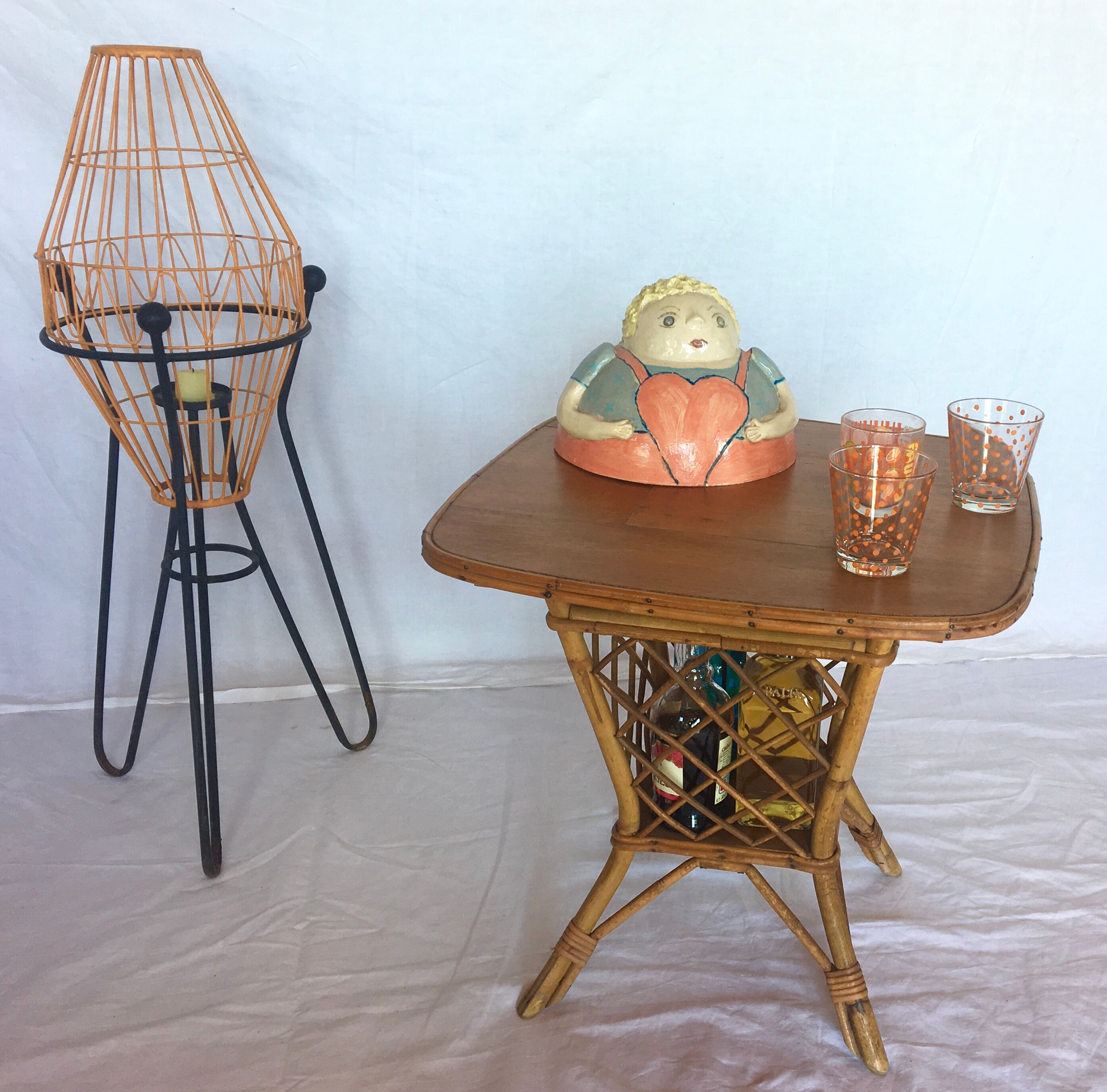 Bar table, vintage rattan