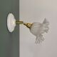 Vintage tulip glass wall light in transparent, slightly pearlescent white.